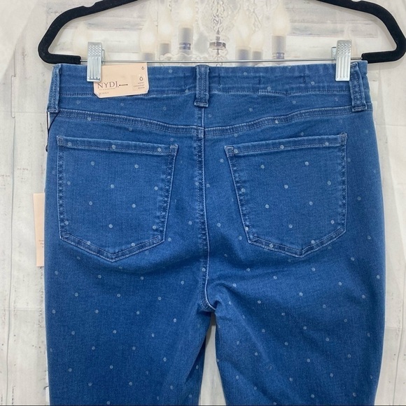 NYDJ Women Size 6 Blue Beach Polka Dot Ami Crop Skinny Jeans Mid Rise 27" Inseam - Picture 11 of 13